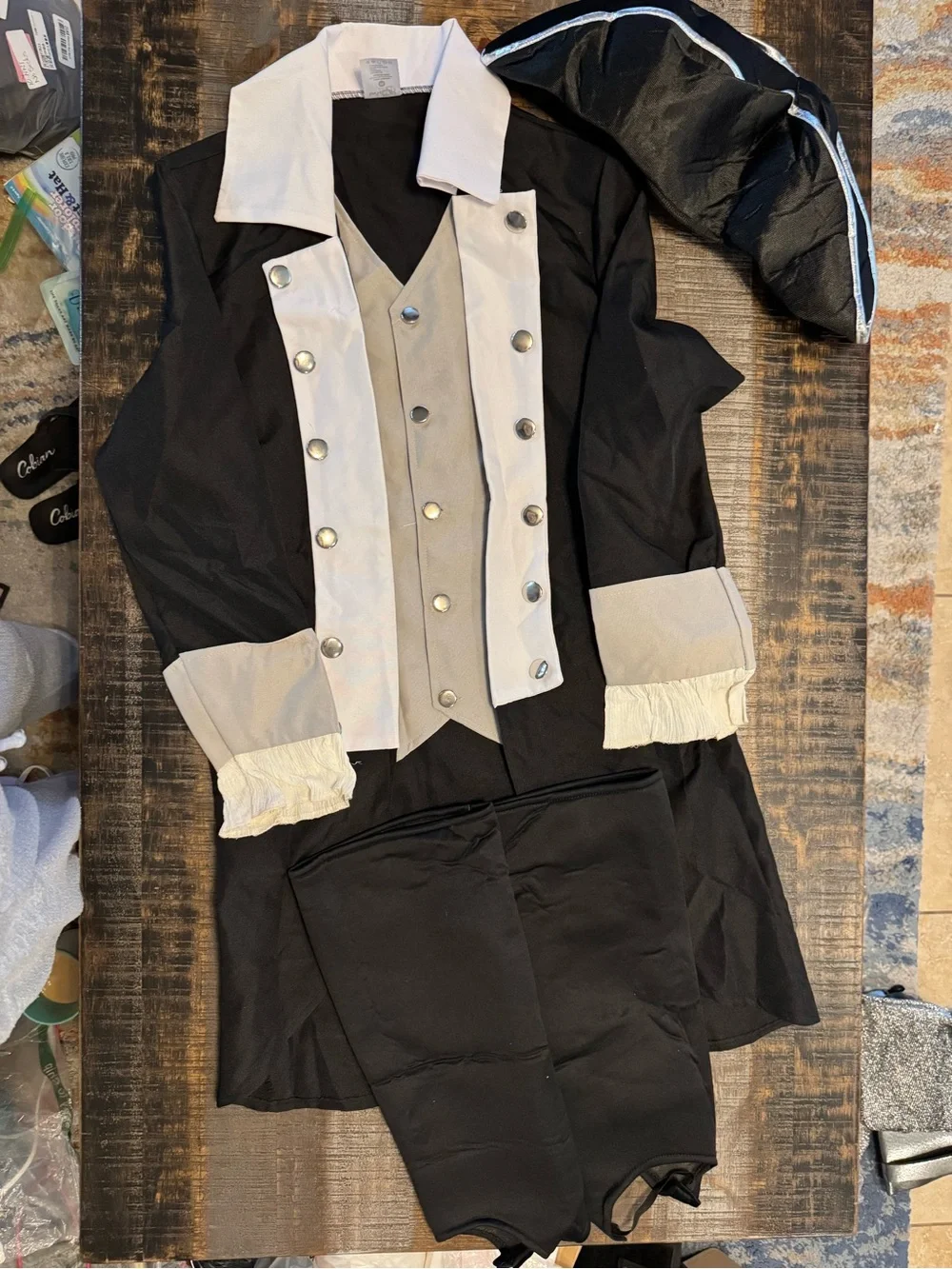 Boys George Washington Costume Kids Founding Father Colonial Jacket Boot Covers